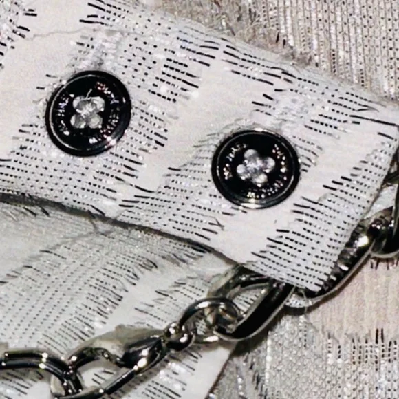 ✨ Michael Michael Kors Metallic Shimmer Midi Dress Chain Waist L - Picture 2 of 16